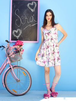 Sera - Off White Floral Mini Dress