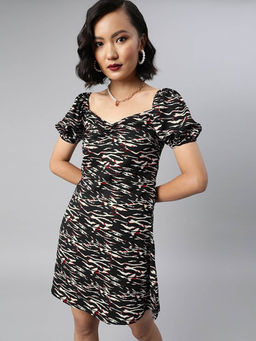 Sera - Black Printed Mini Dress