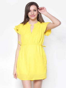 Sera - Yellow Solid/Plain Mini Dress
