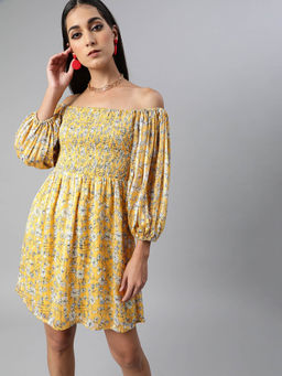 Sera - Yellow Floral Mini Dress