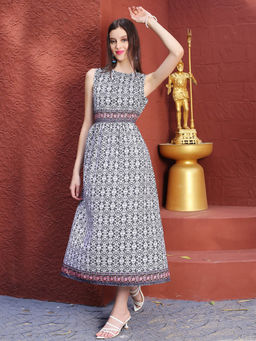 Sera - White Printed Midi Dress