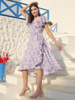 Sera - Lavender Floral Midi Dress