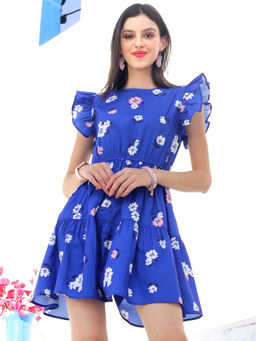 Sera - Blue Floral Mini Dress