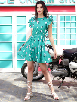 Sera - Green Floral Mini Dress