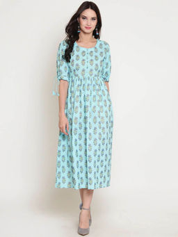 Sera - Blue Floral Midi Dress