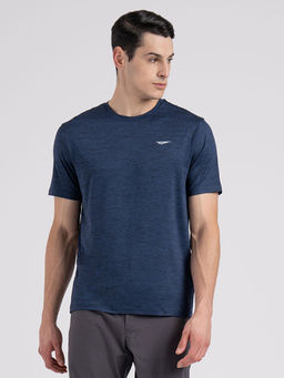 Red Tape - Mens Dark Navy Melange Polyester Spandex Activewear T-shirt