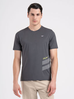 Red Tape - Mens Grey Nylon Elastane Activewear Round Neck T-shirt