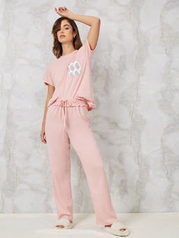 Styli - Women Aztec Print Pocket Short Sleeves T-Shirt And Pyjama