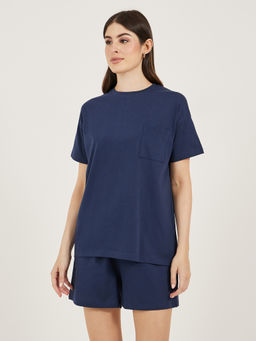 Styli - Women Drop Shoulder Pocket T-Shirt And Shorts