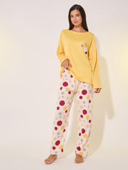 Styli Elevate - Women Graphic Patch Print T-Shirt And Pyjama