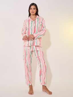 Styli - Women Printed Long Sleeve Shirt And Pyjama