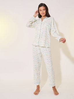 Styli - Women Bear Printed Long Sleeve Shirt And Pyjama