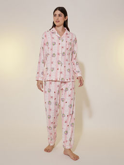 Styli - Women Pink All-Over Print Long Sleeve Shirt And Pyjama