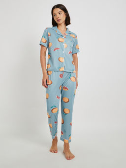 Styli - Women Fruit Print Short Sleeve Shirt And Pyjama