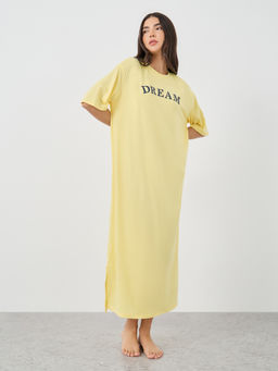 Styli - Women Slogan Print Short Sleeve T-Shirt Nightdress
