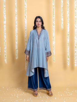 GRASS & SUNSHINE - Blue Breeze Kurta With Palazzo