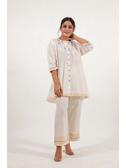 Label Darpan - Ivory Chikankari Flowers Co-Ord Set