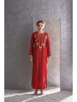 THE SILK LOVE - Red Kurta With Pant And Dupatta