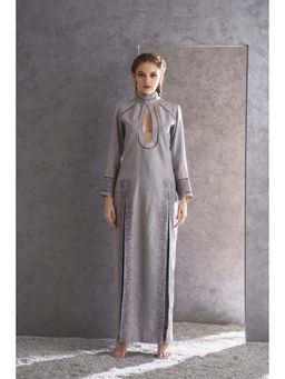 THE SILK LOVE - Grey Banarasi Jacquard Kurta With Pant