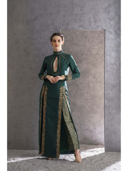 THE SILK LOVE - Green Banarasi Jacquard Kurta With Pant