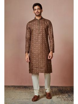 Manyavar - Brown Full Sleeves Kurta Pajama (Set of 2)