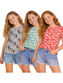 TotzTouch - Stylish Printed T-Shirt For Girls (Pack of 3)