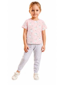 Protiens - Girls' Pink Swan Printed Night Suit