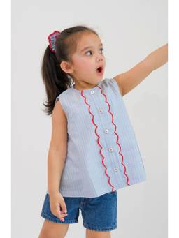 TIBER TABER - Blue Stripped Top Blue