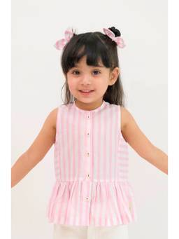 TIBER TABER - Pink Striped Top Sleeveless Pink