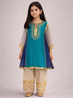 Tiny Pants - Girls Teal Kurta with Salwar
