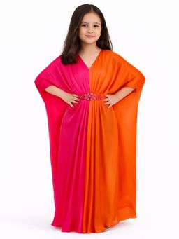 Tiny Pants - Girls Pink and Orange Kaftan Dress