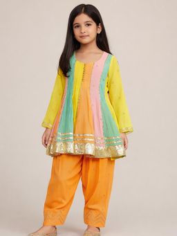 Tiny Pants - Girls Multicolor Kurta with Patiala Pant