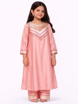 Tiny Pants - Girls Blush Pink Kurta With Pant