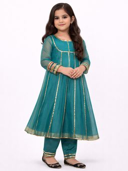 Tiny Pants - Girls Teal Anarkali Kurta with Pant