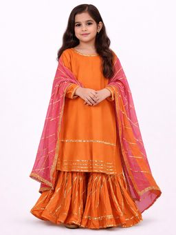 Tiny Pants - Girls Teal Anarkali Kurta with Pant & Dupatta