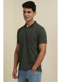 Allen Solly - Men Green Solid Polo Neck T-Shirt