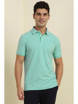 Allen Solly - Men Mint Green Solid Polo Neck T-Shirt