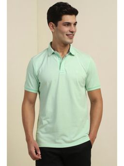 Allen Solly - Men Green Solid Polo Neck T-Shirt