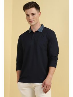 Allen Solly - Men Black Solid Polo Neck T-Shirt