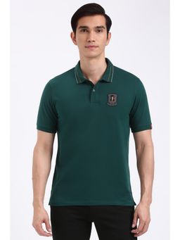Peter England - Men Green Graphic Print Polo Neck T-Shirt