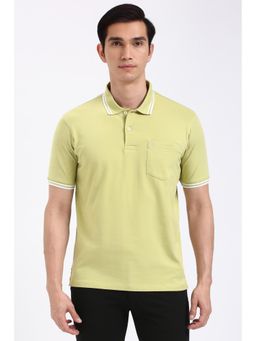 Peter England - Men Green Print Polo Neck T-Shirt