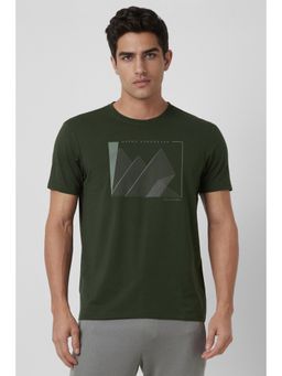 Van Heusen - Men Green Graphic Print Crew Neck T-Shirt
