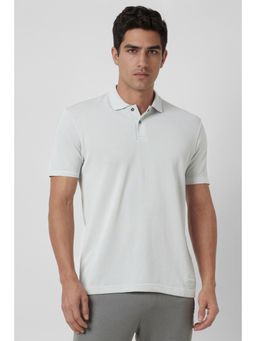 Van Heusen - Men White Textured Polo Neck T-Shirt