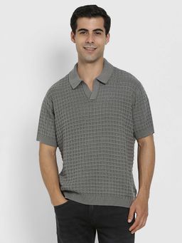 American Eagle - Men Grey Sweater Polo T-Shirt