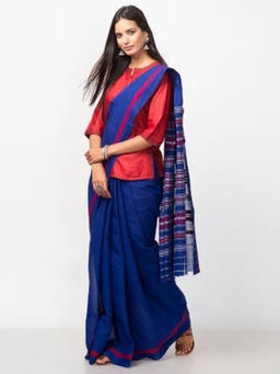 Fabindia - Blue Cotton Woven Dobby Buti Sari