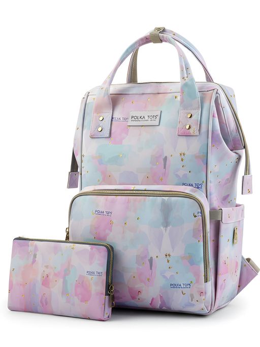 Polka Tots Stylish Multifunctional Rainbow Diaper Bag For Mothers Travel With Pouch - Multi