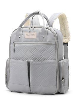 Polka Tots - Grey Chic Class Diaper Bag With 2 Stroller Straps