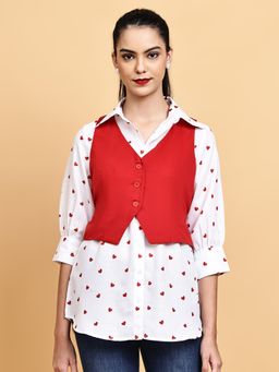 BLANC9 - White and Red Fall In Love Shirt with Waistcoat