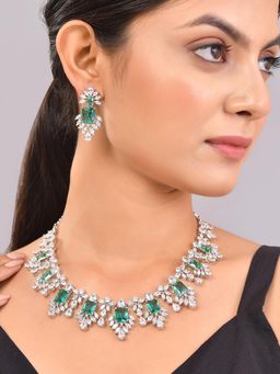 Voylla - Sparkling Elegance Radiant Regalia American Diamond Necklace Set