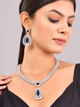 Voylla - Sparkling Elegance Radiant Brilliance American Diamond Necklace Set